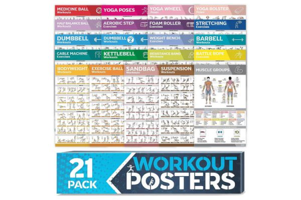  Laminated Large Workout Poster Set 