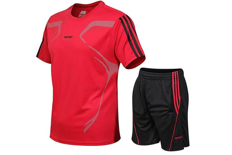 Mens Sports Suit Casual Fitness Short Sleeved